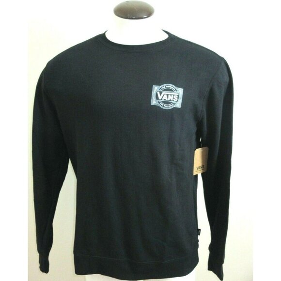 Vans Men's Classic Off The Wall Crewneck sweatshirt Since 1966 Black White NWT - Picture 1 of 2